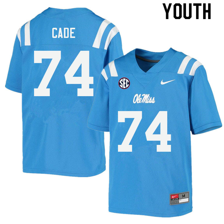 Youth #74 Erick Cade Ole Miss Rebels College Football Jerseys Sale-Power Blue